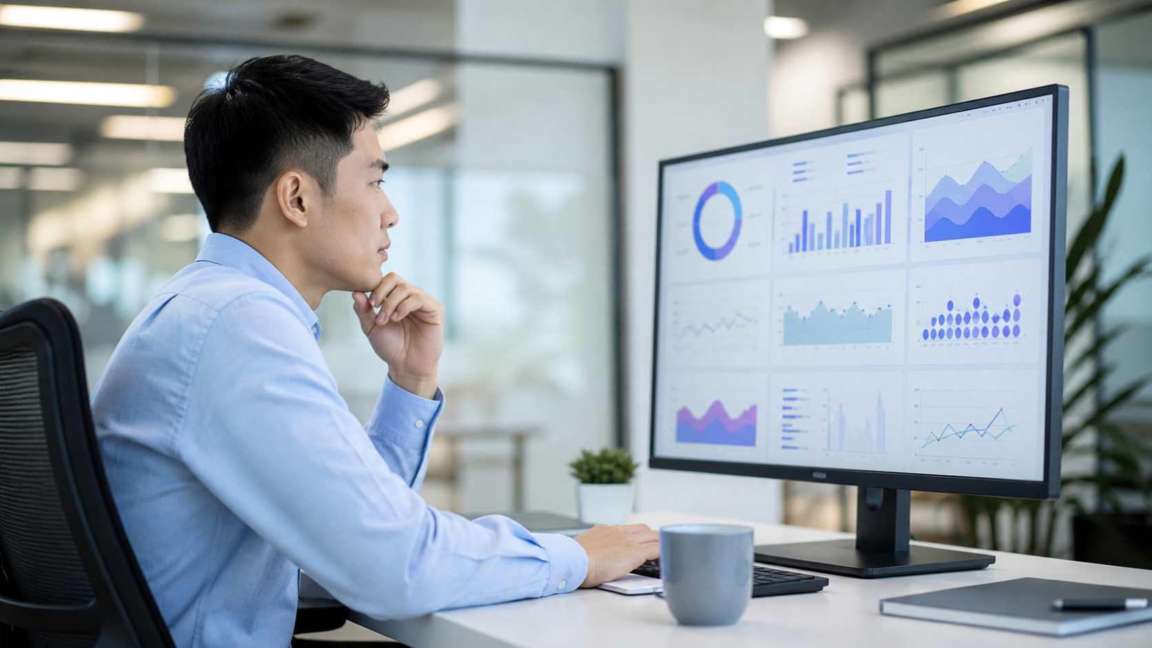 Nhân sự phân tích hiệu quả lead và chỉ số chiến dịch marketing