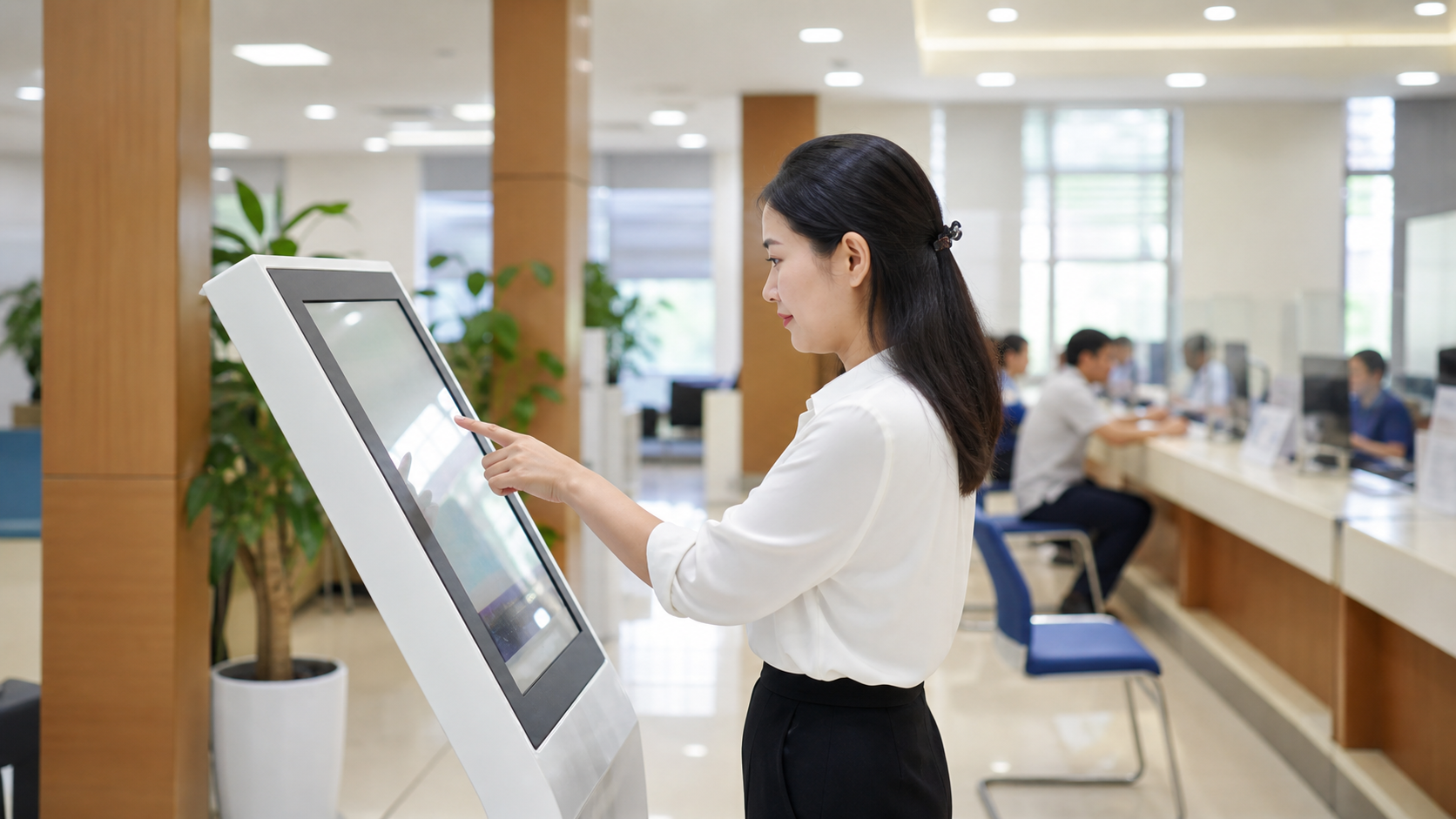 Người dân tra cứu thủ tục hành chính trên kiosk tại bộ phận một cửa