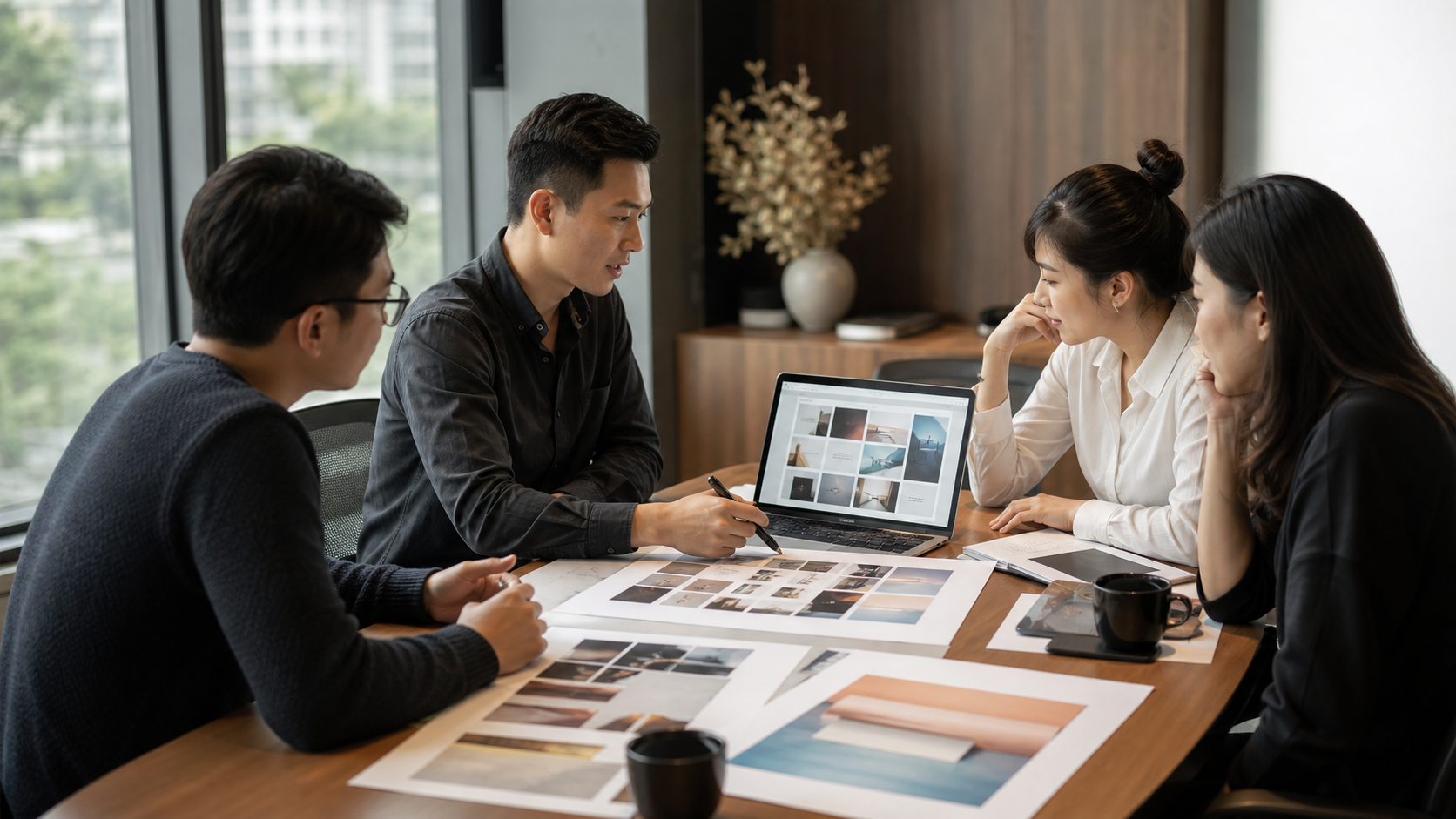 Nhóm Brand và Agency họp chuẩn bị chiến dịch quảng cáo sân bay