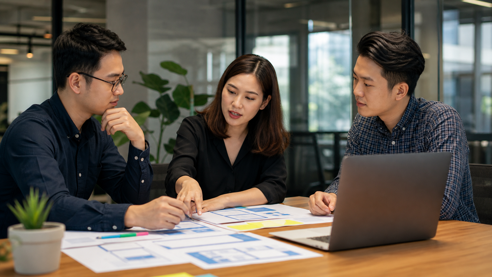 Nhóm marketing thảo luận thiết kế luồng đăng nhập Wifi