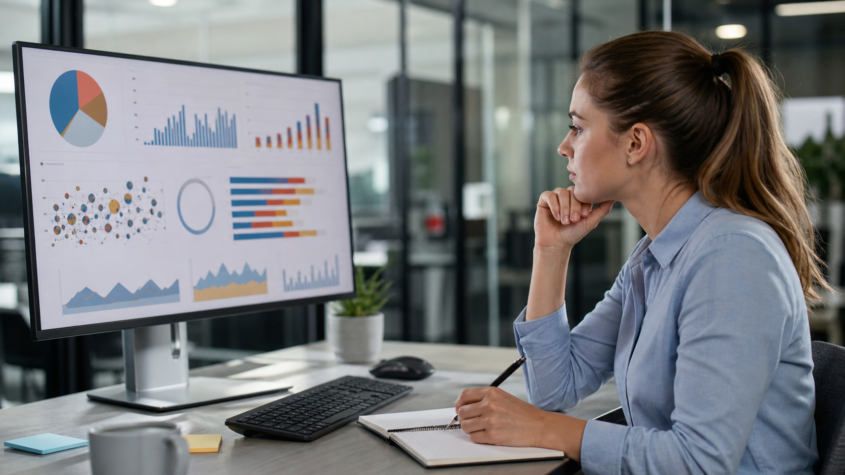 Chuyên viên marketing rà soát báo cáo hiệu quả chiến dịch