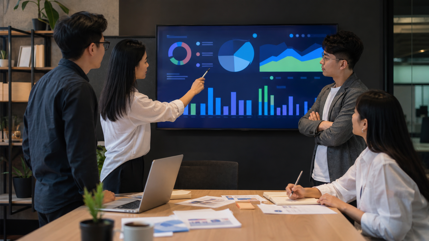 Đội marketing phân tích hành vi tương tác với thương hiệu